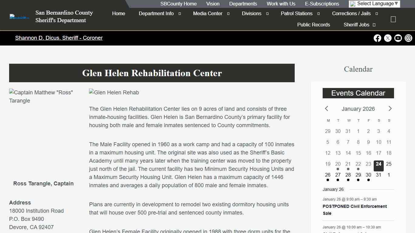 Glen Helen Rehabilitation Center – San Bernardino County Sheriff's Department